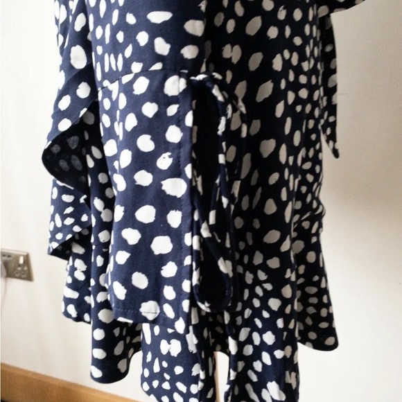 Seven Wonders Freya Wrap Dress Frill Neck Navy  Size 12 - Picture 4 of 4